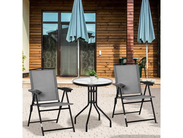 Outsunny Ensemble Jardin 3 pièces Chaises Pliables Métal Textilène