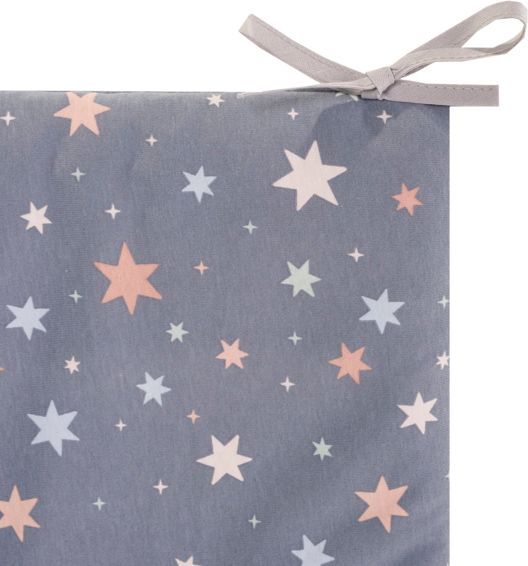 Bettnestchen JULIUS ZÖLLNER "Comfort Soft, Shiny Stars", grau (shiny stars), Obermaterial: 100% Baumwolle. Füllung: 100% Polyester, Bettnestchen, Bettnestchen, Made in Germany shiny stars Einheitsgröße