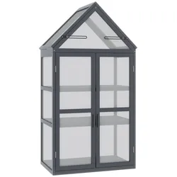 Outsunny Gewächshaus 3 Ebenen aufklappbares Dach Holz Polycarbonat wetterfest Natur 70,5x42x132cm