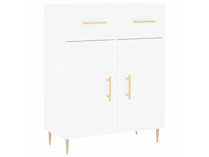 Fisinber Sideboard Weiß 69,5x34x90 cm Kommode mit Türen Holzwerkstoff Schlanker Anrichte-Schrank für Schlafzimmer und Flur mit robusten Metallbeinen und viel Platz hinter praktischen Türen.
