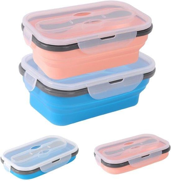 Azomor Opvouwbare siliconen lunchbox met bestek en deksel