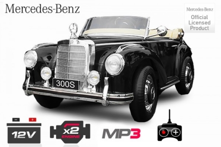 Mercedes Benz Oldtimer 300s Kinderfahrzeug Elektrofahrzeug 12V MP3 Schwarz