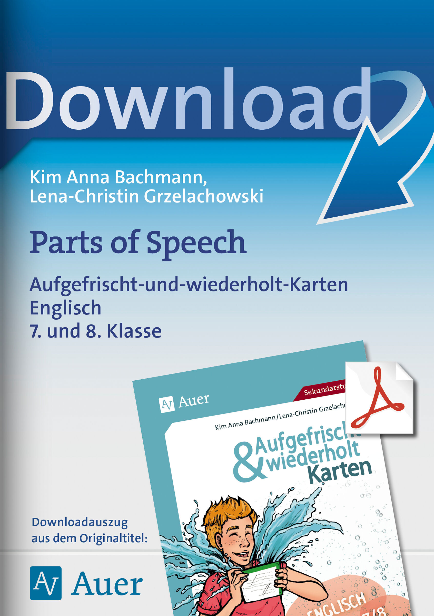 Auer Verlag Parts of Speech: Aufgefrischt-und-wiederholt-Karten Englisch  - 7. und 8. Klasse