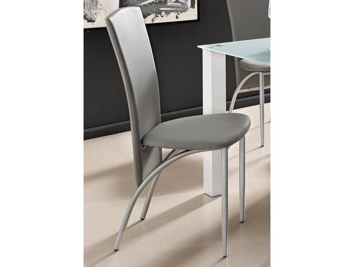 Esszimmerstuhl GOODPRODUCT Nico , grau, B:45cm H:96cm T:53cm, Metall, Stühle, Esszimmerstuhl, Bezug in Kunstleder, Metallgestell