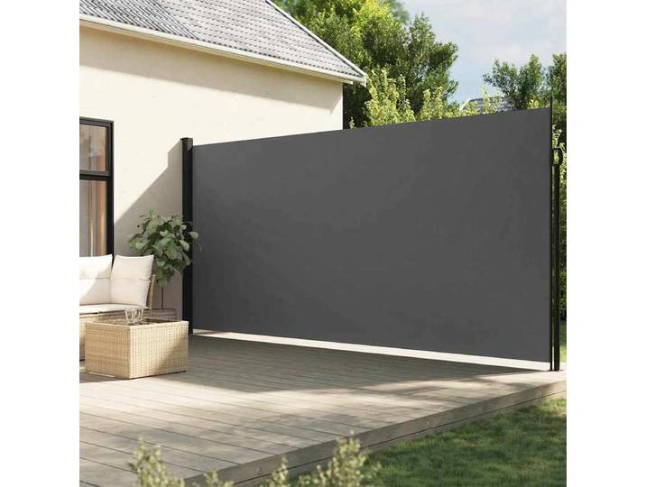 Auvent latéral rétractable anthracite 220x600 cm, pare-soleil rétractable pour terrasse extérieure, brise-vent pour jardin et balcon
