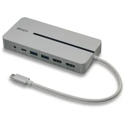 Lindy 43360 laptop-dockingstation & portreplikator Kabelgebunden USB 3.2 Gen 1 (3.1 Gen 1) Type-C Silber, Weiß
