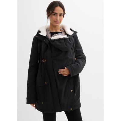 Umstandsjacke BONPRIX, Damen, Gr. 50, schwarz (schwarz, wollweiß, dunkelgrau gepunktet), Web, Obermaterial: 73% Viskose, 23% Polyamid, 4% Elasthan. Futter: 100% Polyester. Wattierung: 100% Polyester, figurbetont Po-bedeckend, mit...