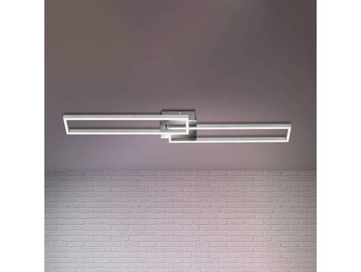 Briloner LED Deckenlampe Frame, dimmbar, alu / grau / zink, für Wohn- / Esszimmer, Metall, Modern, LED Deckenleuchte