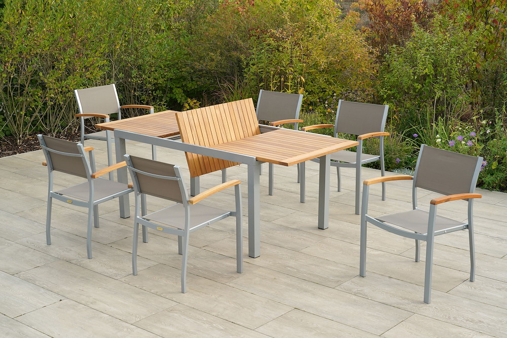 MERXXHANDELS Naxos Set 7tlg 6 Sessel Tisch 150(200)x90cm 16946375
