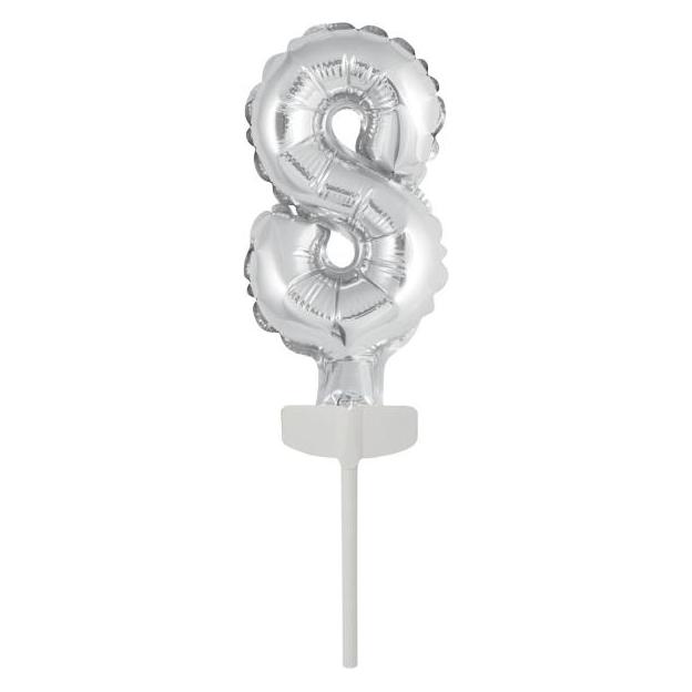 Riethmüller Micro Size Zahl 8 Silber Folienballon N6 verpackt (5x) (9912692)