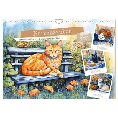 Katzenzauber - Katzenkalender mit stimmungsvollen Bildern (Wandkalender 2027 DIN A4 quer), CALVENDO Monatskalender