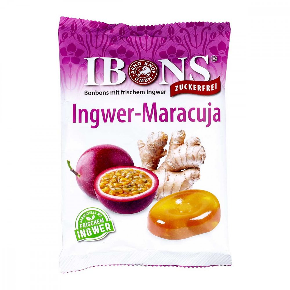 Arno Knof GmbH Ibons Ingwer Maracuja ohne Zucker Tüte Lutschbonbons 16884834