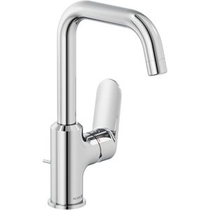 KLUDI Waschtischarmatur X1, 320270575, verchromt, 27,5cm hoch, schwenkbar, aus Messing, Ablaufgarnitur&Zugstange