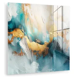 ACRYLGLASBILD Abstrakt - Kunst - Gold - Blau 50x50 cm
