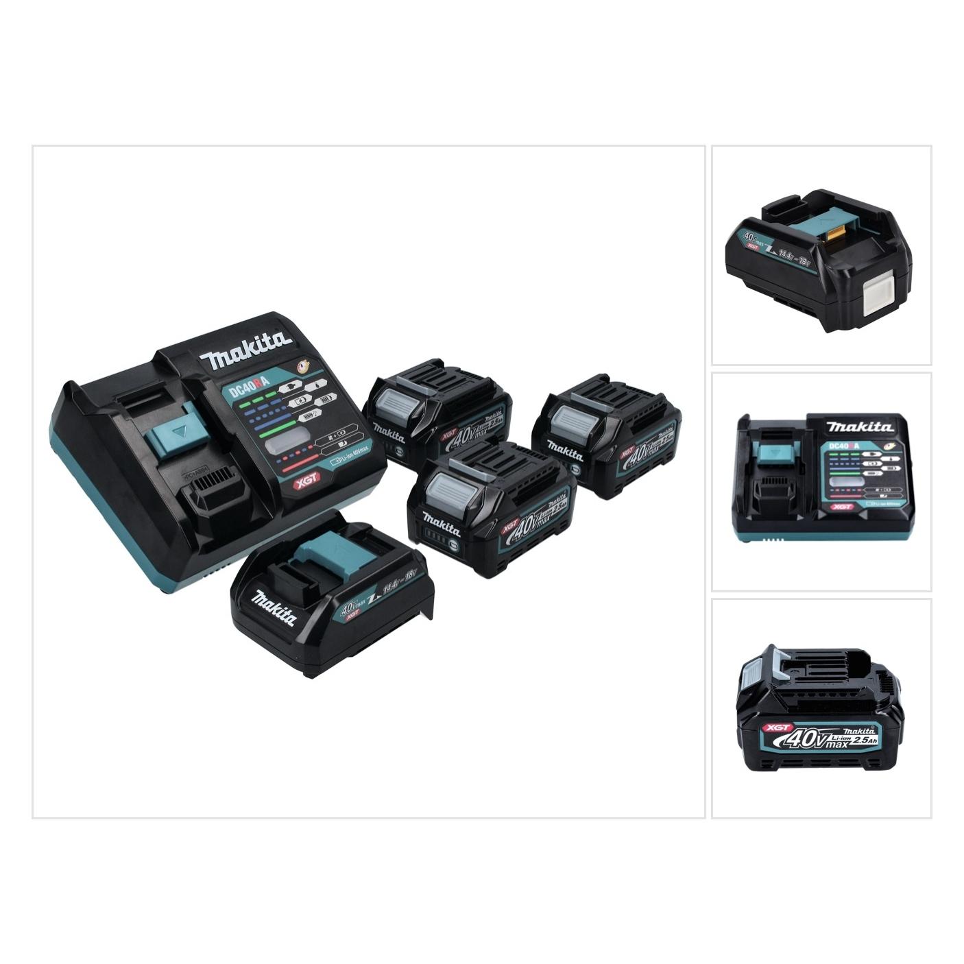 Makita Akku Starter Set 40 V max. mit 3x BL 4025 Akku 2.5 Ah ( 3x 191B36-3 ) + DC 40 RA Schnell Lade (40 V) (191B36-3)
