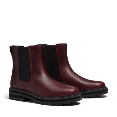 Chelseaboots TIMBERLAND "BRITTON DRIVE - MID CHELSEA BO", Damen, Gr. 37, Synthetik, rot (burgundy ful), Leder, Schuhe Chelseaboots