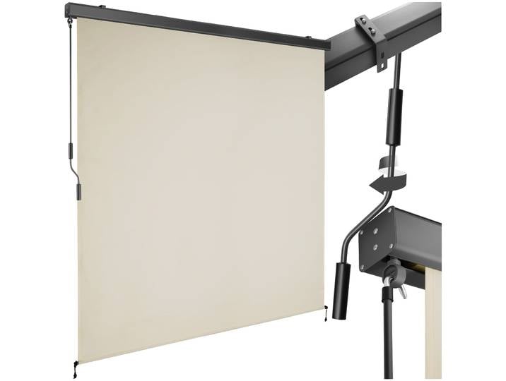 Store banne verticale ELOISE avec 2 supports muraux - 180 x 250 cm, beige