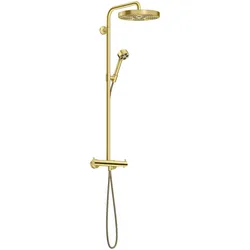 Hansgrohe AXOR One Showerpipe mit Thermostat, Kopfbrause 280 mm, Brushed Brass, Aufputzinstallation, G 1/2