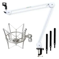 keepdrum MS138 Gelenkarm Weiss mit Spinne MS089, Mikrofon