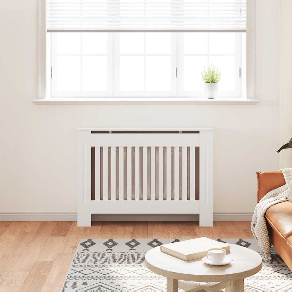 vidaXL Cache-radiateur 112 cm bois d'ingénierie Blanc