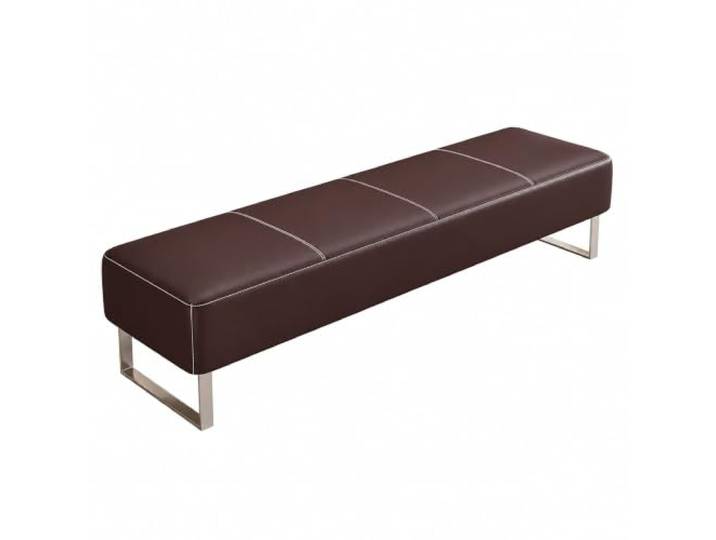 Quamzith Moderne Polsterbank für Flur, Sitzbank aus Kunstleder Gepolsterte Bettbank mit Metallbeinen für Schlafzimmer, Flur und Wartebereich(Brown,47.2 Wx15.7 Hx15.7 D)