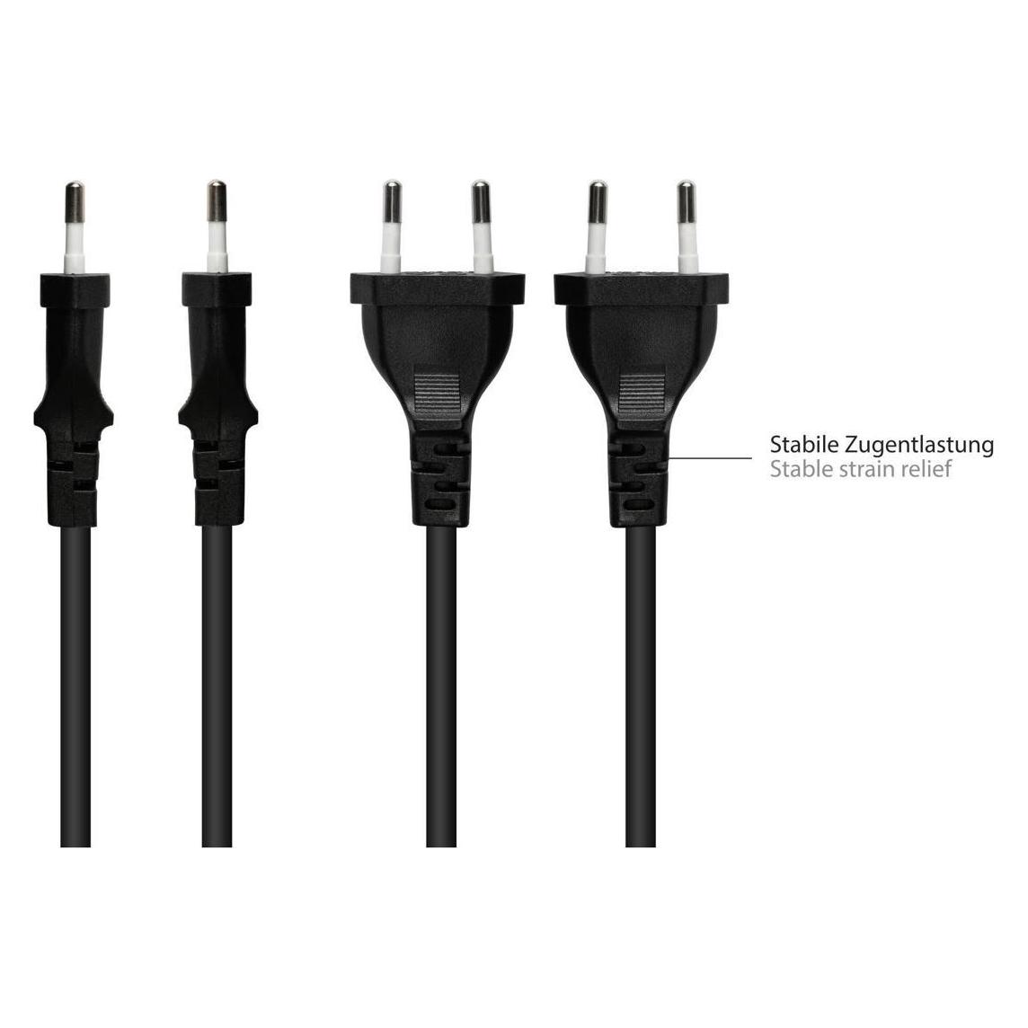 Varia Euro-Verlängerungskabel Typ C an Buchse, 0,2m, 0,75mm2, schwarz (0.20 m, CEE 7/3) (407371)