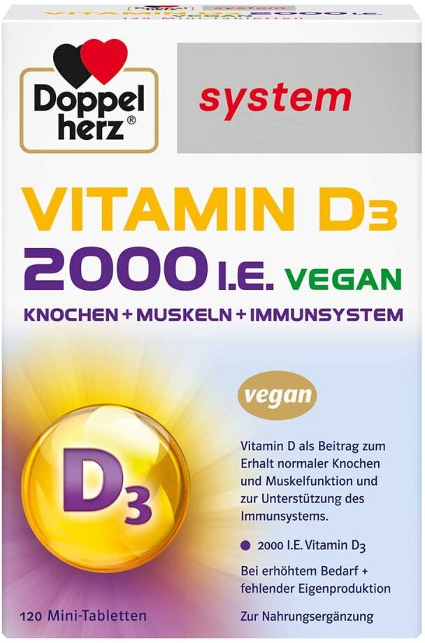 Doppelherz Vitamin D3 2000 I.E. Vegan System Tabletten 120stk