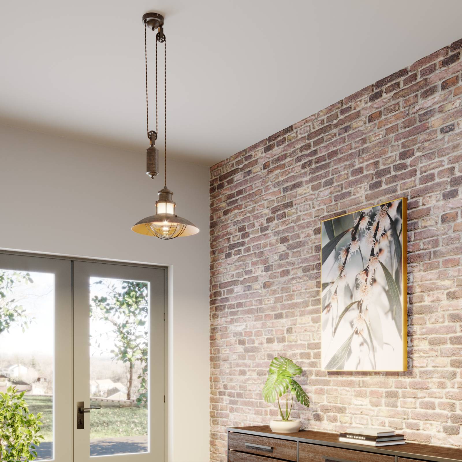 Pendant Light Louisanne Lindby, dimmable, Brown / rust, Hallway, metal, Maritime, Ceiling Light