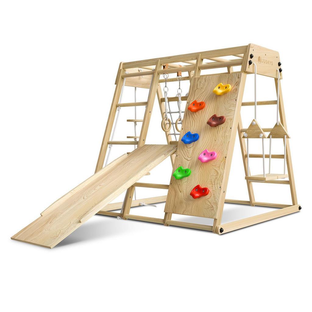 Juskys Klettergerüst, Natur, Holz, 119x124 cm, unisex, Spielzeug, Holzspielzeug