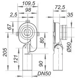 DALLMER Urinal-Absaug-Siphon HL 430, DN 50, 360021 360021