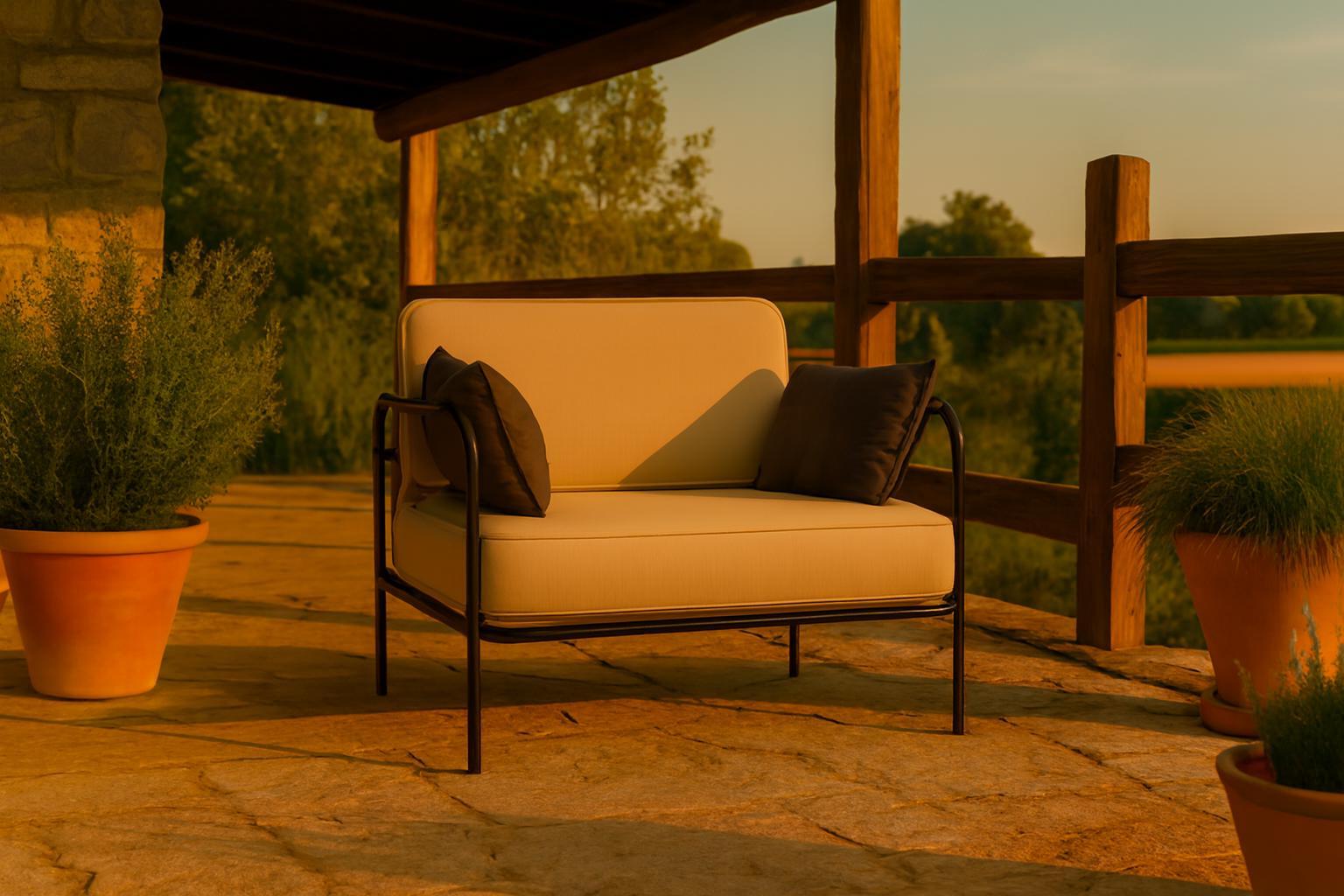 Gartensessel Teneryfa Kanaria 1 Sitzer mit Metallgestell Outdoor Loungesessel für Terrasse und Patio