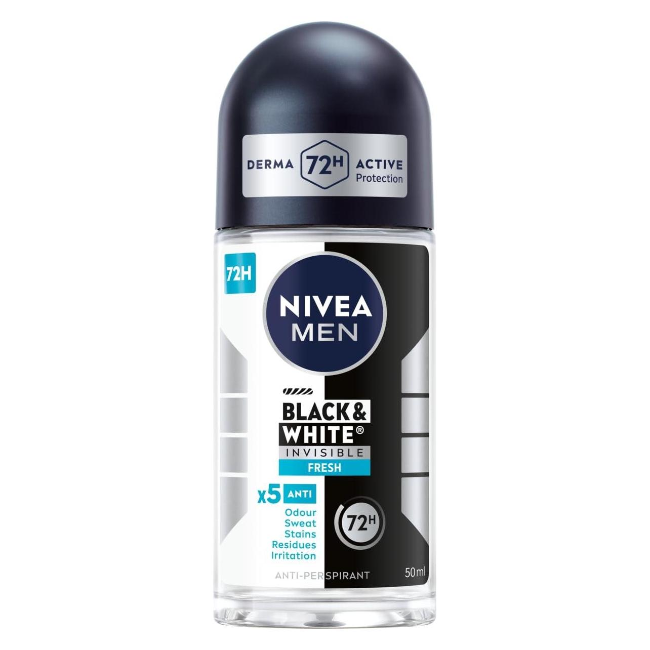 Nivea MEN Schwarz-Weiss "Invisible Fresh" Antitranspirant-Roll-on 50 ml (Roll-on, 50 ml) (69906406)