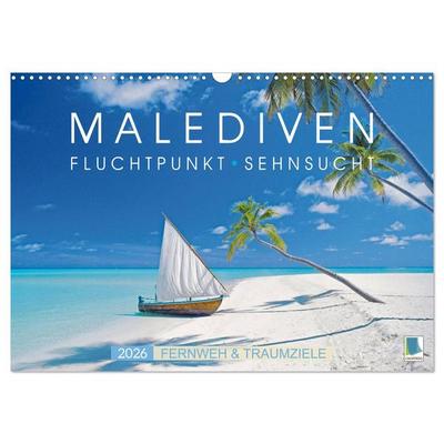 Die Malediven: Fluchtpunkt Sehnsucht (Wandkalender 2026 DIN A3 quer), CALVENDO Monatskalender