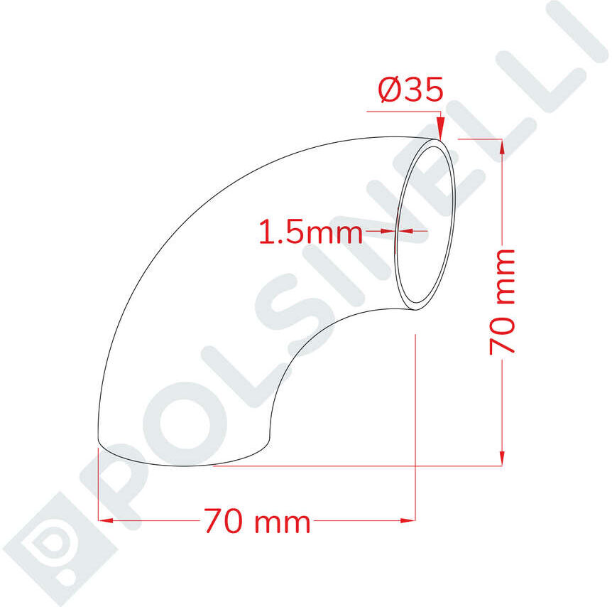 Polsinelli Coude en acier inoxydable 90° Ø35 à souder