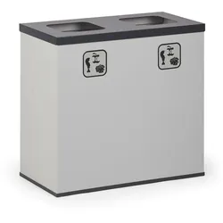 Mülleimer für mülltrennung, 2x 50 l, Halterung für einen Sack, grau/schwarz