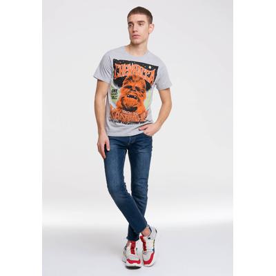 T-Shirt LOGOSHIRT "Star Wars - Chewbacca - Back To Kashyyyk", Herren, Gr. XXL, grau, 100% Baumwolle, bedruckt, meliert, normal, Rundhals, Shirts T-Shirt, mit Chewbacca-Frontdruck