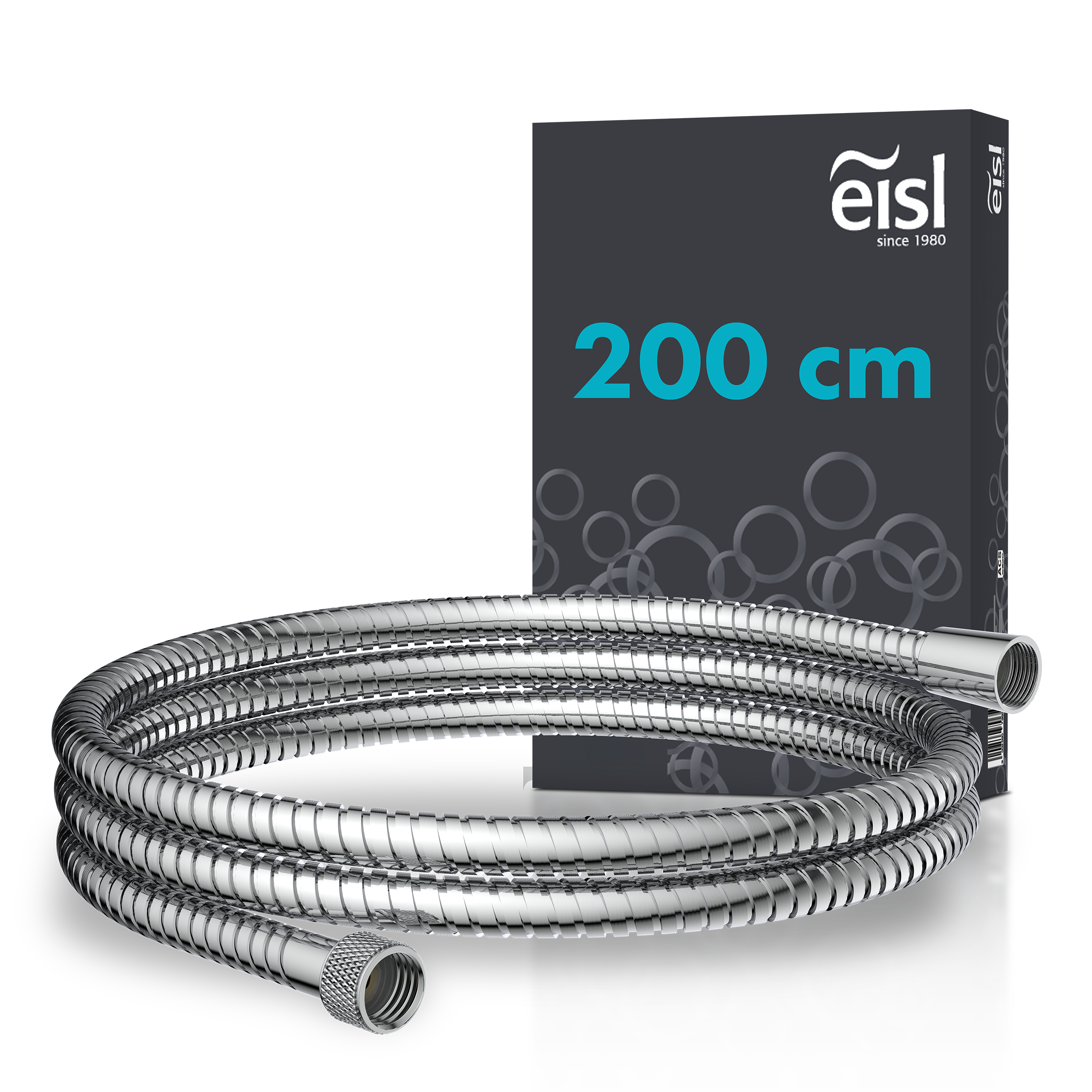 Brauseschlauch EISL, grau (edelstahl), L:2m, Edelstahl, Schläuche, Brauseschlauch, 200 cm, Edelstahl, inkl. Wasserspardichtung - bis 50% Wasserersparnis