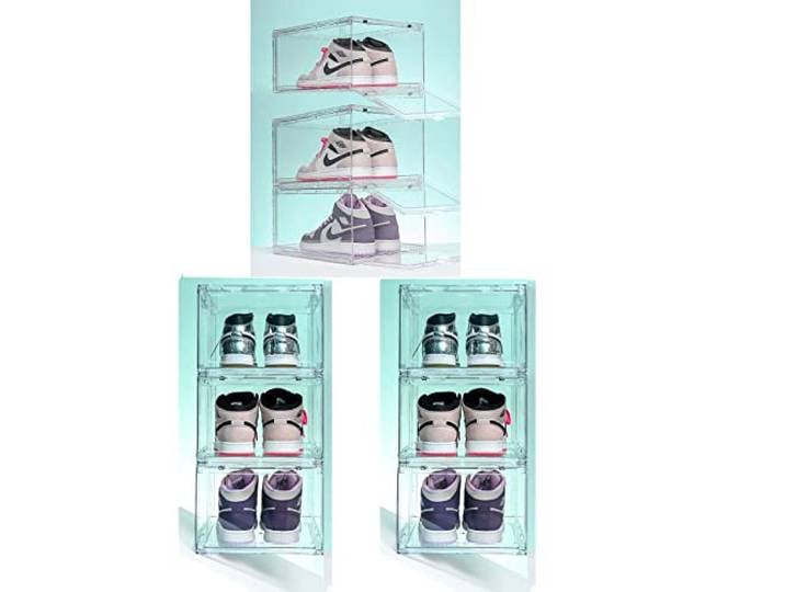 MECC Klare Schuhbox, stapelbarer Acrylschuhschrank, mit Magnettür,14.4x10.6x8inch/36x27x20cm (Clear Front Door 9 Pack#)
