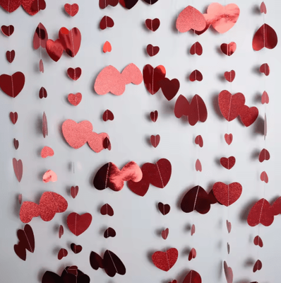 Inspire Picks 4M Red Heart Wedding Garland Glitter Love Streamer For Parties & Home Decor 1 Pc 4m