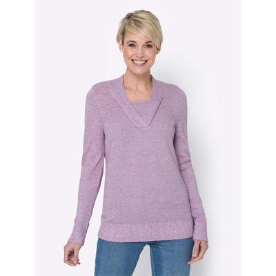 2-in-1-Pullover CLASSIC BASICS "Pullover", Damen, Gr. 38, lila (orchidee, meliert), 100% Polyacryl, meliert, Pullover