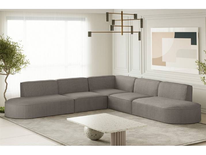Fun Möbel Ecksofa Designersofa PALMA Seite Universal in Stoff Noel und Scala, Rundumbezug, Kann links oder rechts in Raum platziert werden