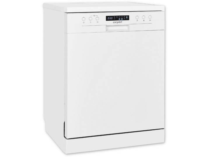 exquisit Standgeschirrspüler GSP9414-030D weiss, 14 Maßgedecke, 16 Maßgedecke – LED-Beleuchtung & Timer für mehr Komfort