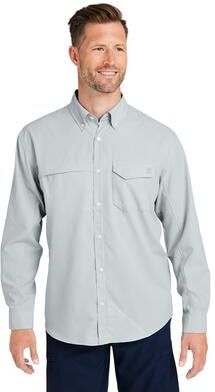 HUK H150172 Athletic Men's Tide Point Pocket Fishing Shirt in Harbor Mist size 2XL   Polyester