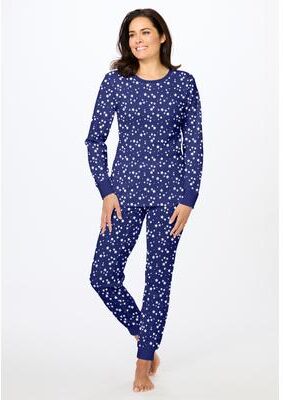 Plus Size Women's Thermal Crewneck Long-Sleeve Top by Comfort Choice in Evening Blue Stars (Size 1X) Long Underwear Top