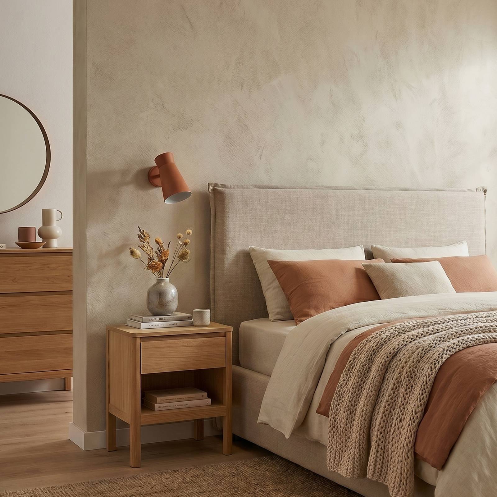 Wall Light Lotta Argon, dimmable, Terracotta, Living / Dining Room, metal, Wall Light