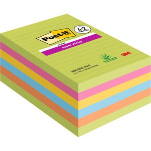 Post-it Haftnotizen Super Sticky Notes, bunt, 101 x 152mm, selbstklebend, 6x 90 Blatt
