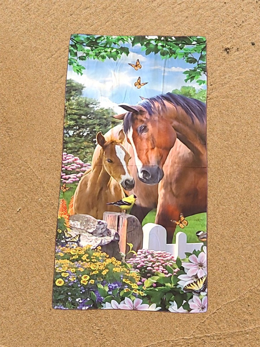 At The Garden Gate Paarden Strandlaken - 90 x 180 cm