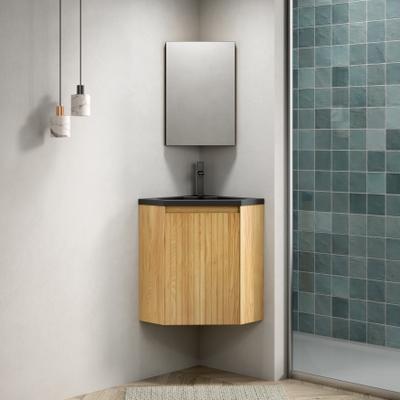 GREATPLANINC Bathroom Floating Corner Vanity Cabinet