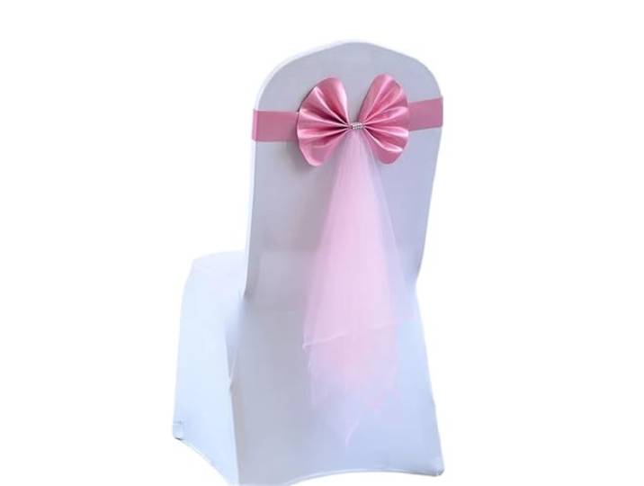 Stuhlschleifen für Hochzeiten 10/50/100 Stück Stuhlschärpen Stretch Stuhl Schleife Knoten mit Schmetterling Organzaband for Hochzeitsbankett Geburtstag Hotel Party Dekor(Pink,50pcs)