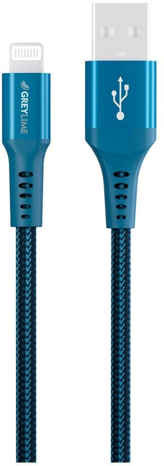 GreyLime 12W Braided USB-A til Lightning Kabel 50 centimeter - Blå